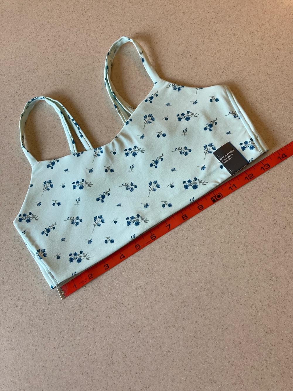 All In Motion Mint Green Floral Double-Strap Support Bra/Crop Top Women Size L - Picture 8 of 11
